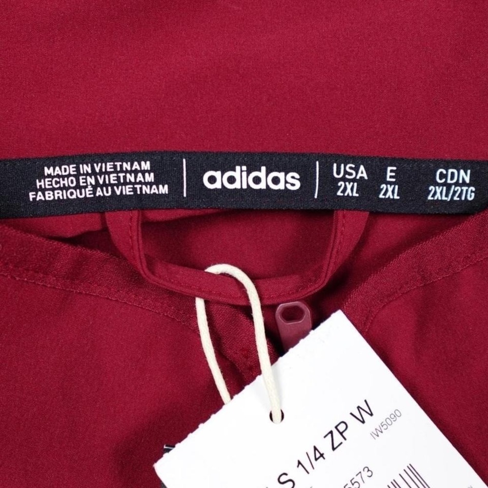 New Adidas 1/4 Zip Pullover Jacket Burgundy XXL Athletic Training Windbreaker - Picture 8 of 8
